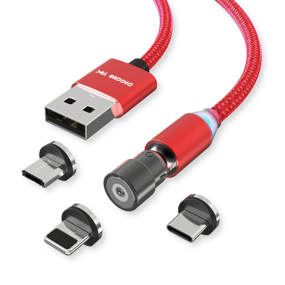 Multi Mehrfach USB 3-in-1 Ladekabel 1m rot magnetische Stecker USB-C USB-Micro i-Produkte Kfz Camping Reise Lkw Büro Neu