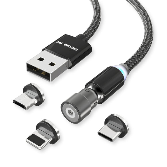 Multi Mehrfach USB 3-in-1 Ladekabel 2m schwarz magnetische Stecker USB-C USB-Micro i-Produkte Kfz Camping Reise Lkw Büro Neu
