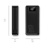 Powerbank 30.000mAh LED Lampe Taschenlampe LCD Display Outdoor Camping Reise Kfz Lkw Adapter Große Kapazität Externes Akku Batterie Tragbares Ladegerät USB-C USB-Micro USB-Apple Schwarz