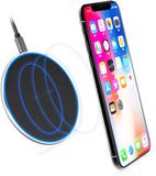 Mit 18W Netzteil Super dünnes Drahtlos Aufladen 5.8mm Qi Ladegerät Ladeschale Ladestation 15W Fast Charger Wireless Kabelloses Schnellladegerät Smartphone LED Indikator (Rund m. 18W Netzteil, Schwarz)