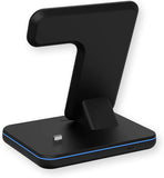 Qi Wireless Charger inkl. Netzteil USB 3-in-1 Induktives Schnellladegerät Kabellos Drahtlos Smartwatch 6/SE/5/4/3 Pods Pro/2/1 und Smartphone 12/12 Pro/11/XS/X/8 Plus (15W, Schwarz)