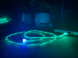Multi 3-in-1 USB Ladekabel (grün) Innenkabel Leuchtend Kfz Camping Reise Lkw Adapter LED magnetische Stecker USB-C USB-Micro i-Produkte
