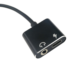 USB-C Adapter auf 3,5mm Miniklinke Stereo Audio Buchse und USB-C Buchse Schwarz